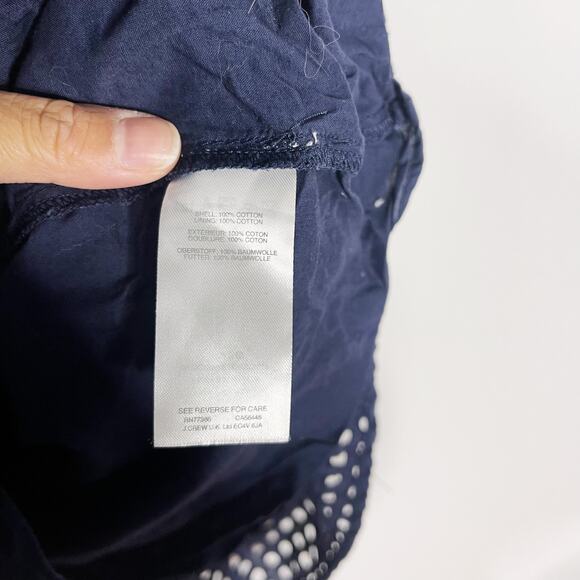 J Crew Size 00 Navy Blue All Over Eyelet Lace Knee Length Dress Sleeveless - Picture 9 of 11